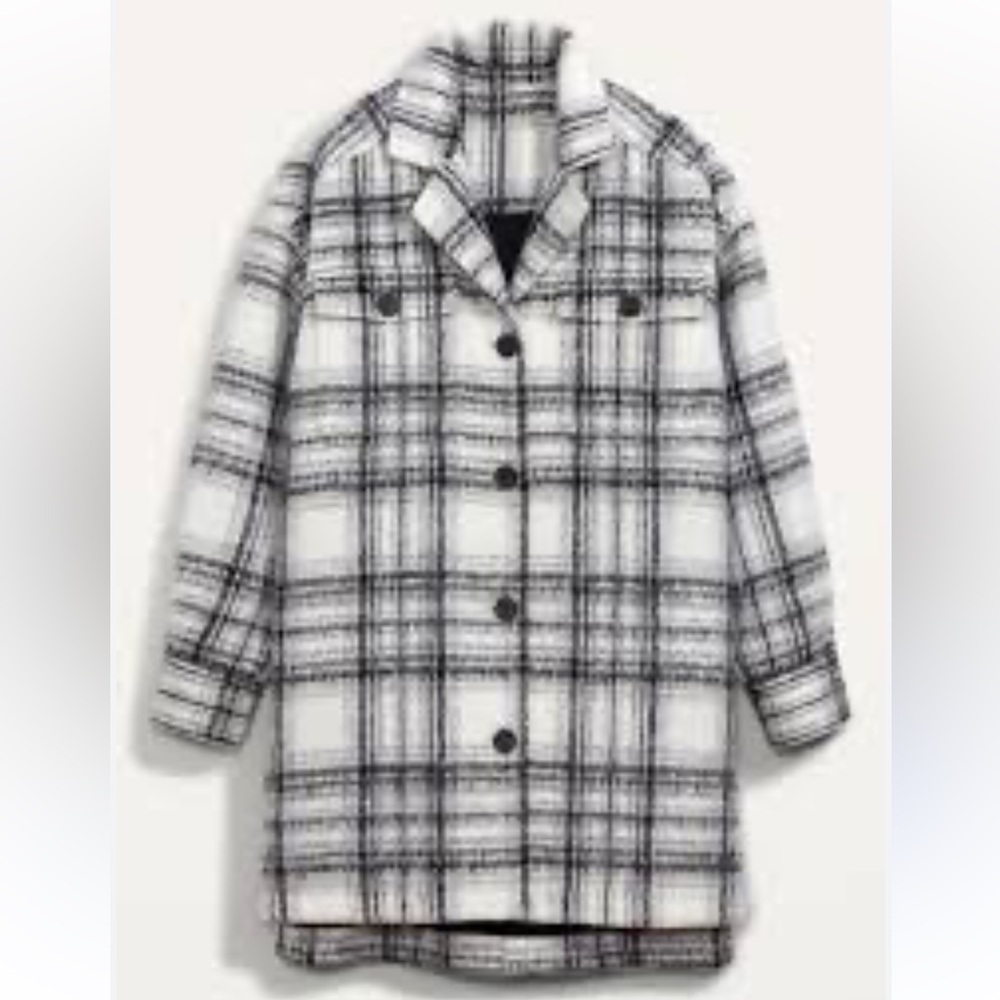 Old Navy - Oversized Soft-Brushed Plaid Long Shirt Jacket for Women